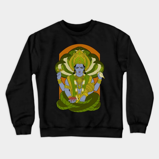 Hindu God - Vishnu Crewneck Sweatshirt by Modern Medieval Design